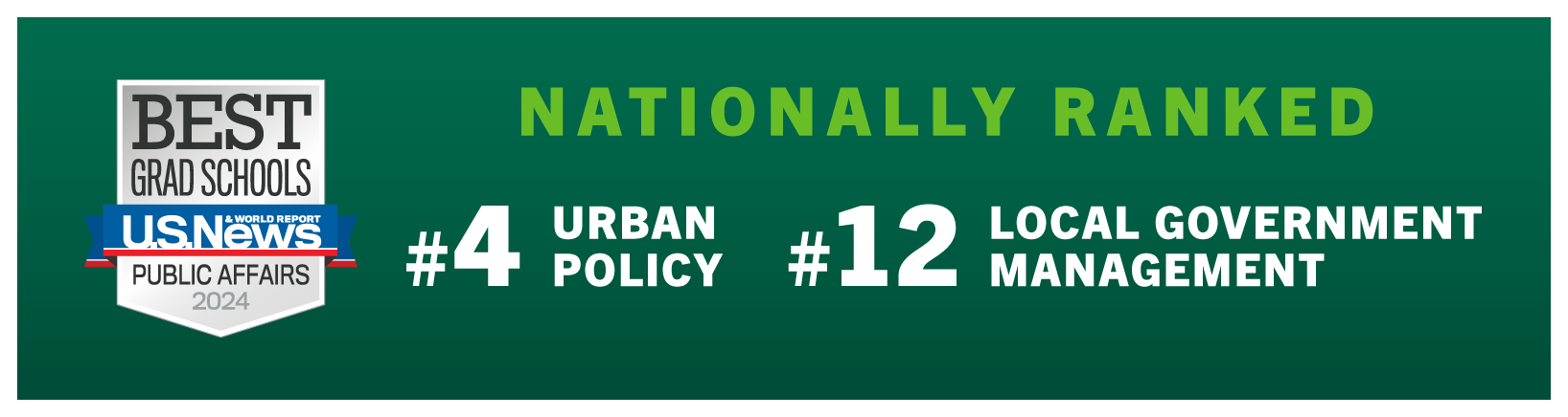 Levin College ranked #4 in Urban Policy and #12 in Local Government Management according to US News and World Report