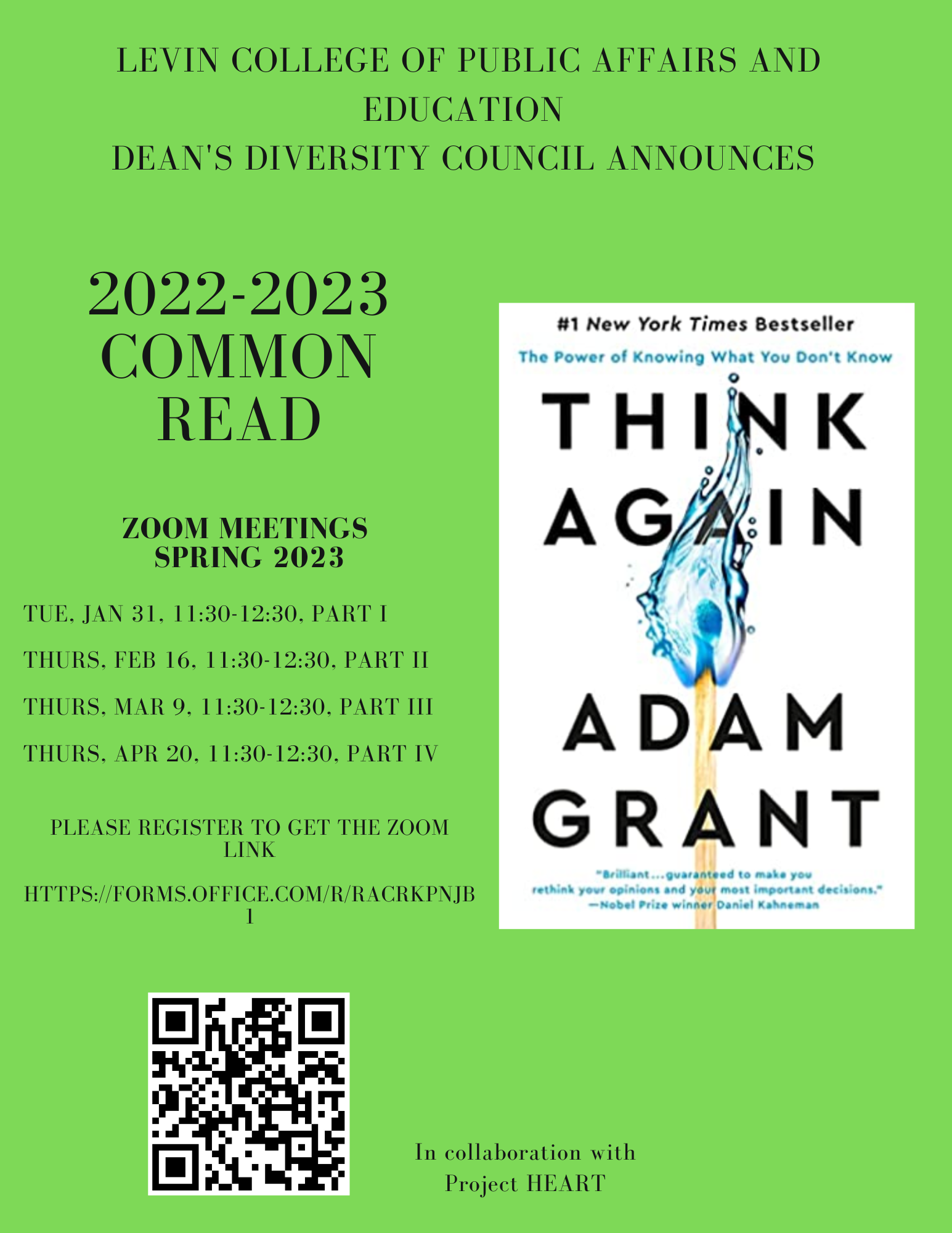 Common Read Think Again by Adam Grant