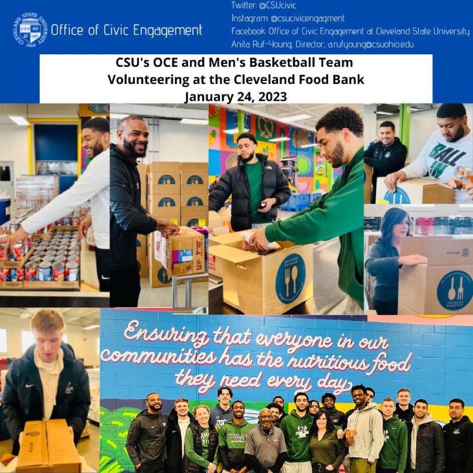 OCE CSU Mens Basketball Team Slide Image from Greater Cleveland Food Bank