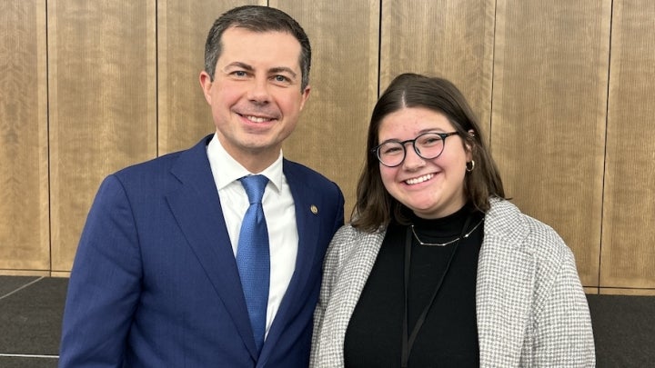 Lainey Novak reflects on the experience of meeting U.S. Secretary of Transportation Pete Buttigieg and Cleveland’s Mayor Justin Bibb as one of four students representing Levin College.