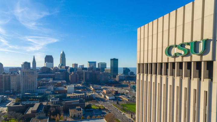 CSU and Rhodes Tower - View of Downtown Cleveland