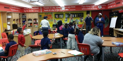 Ma'Taya Hammond and Amier Itayem at work at Marion Sterling Elementary.