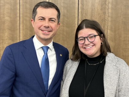 Lainey Novak reflects on the experience of meeting U.S. Secretary of Transportation Pete Buttigieg and Cleveland’s Mayor Justin Bibb as one of four students representing Levin College.